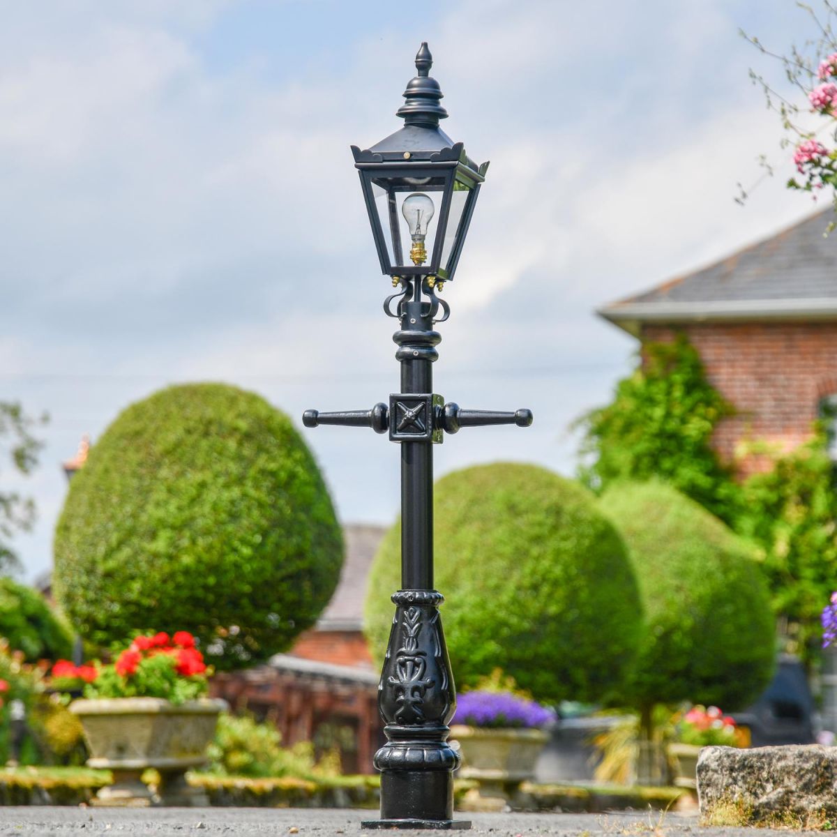 Miniature Victorian Lamp Post in Situ in the Garden