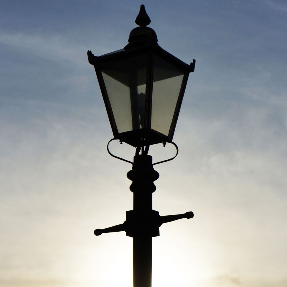  Black Victorian Lamp Post Set in the Sun Set