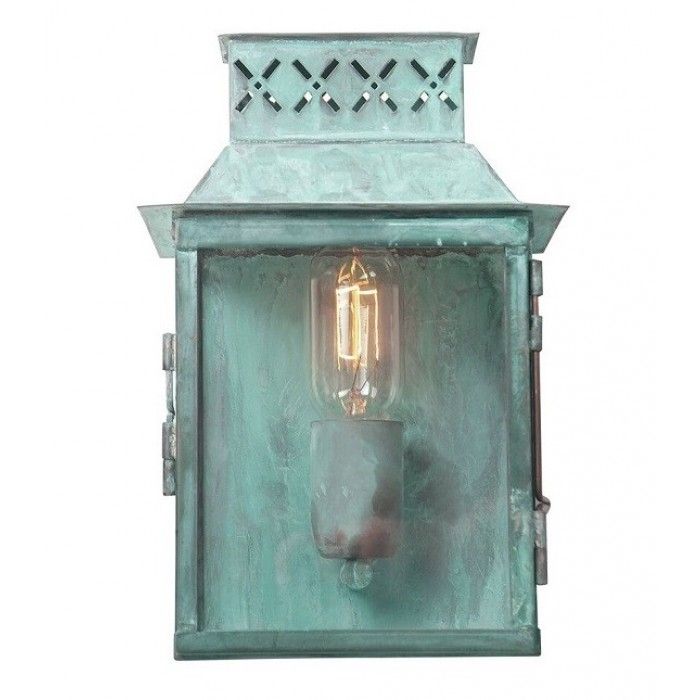 “Martellen Park” Vintage Half Wall Lantern Finished In Verdigris 