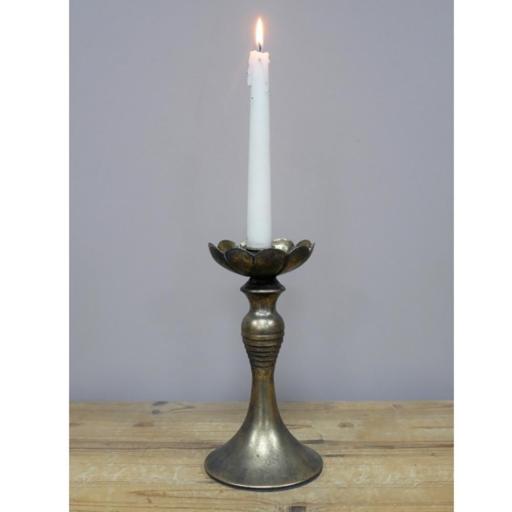 Vintage Metal Indoor Single Candle Holder in Situ