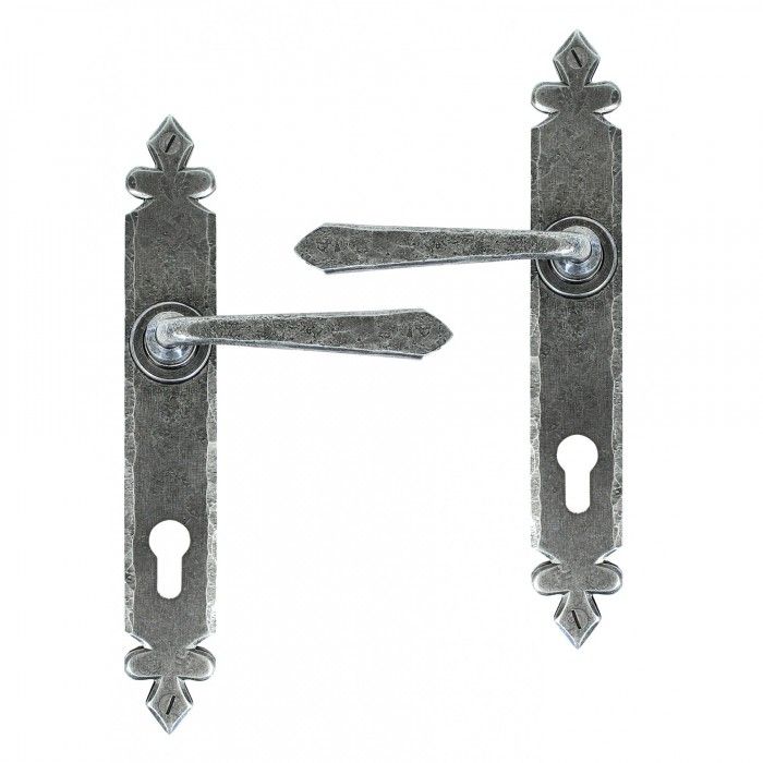 Pair Of Antique Pewter Lever Handles