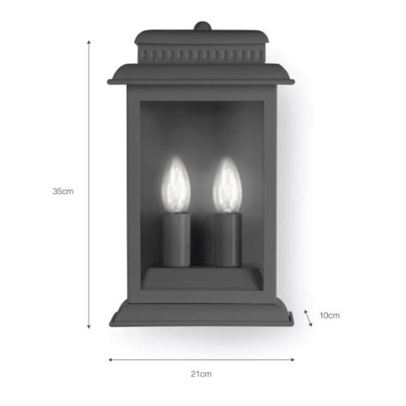 Flush Fix Traditional Wall Light in Black Measurements