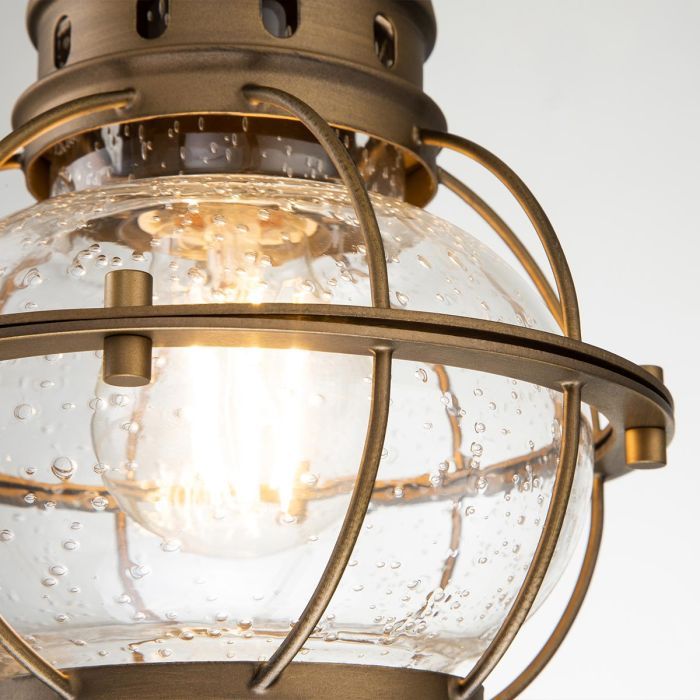 Walton Traditional Orb Hanging Ceiling Light in a Brass Finish Orb Close Up