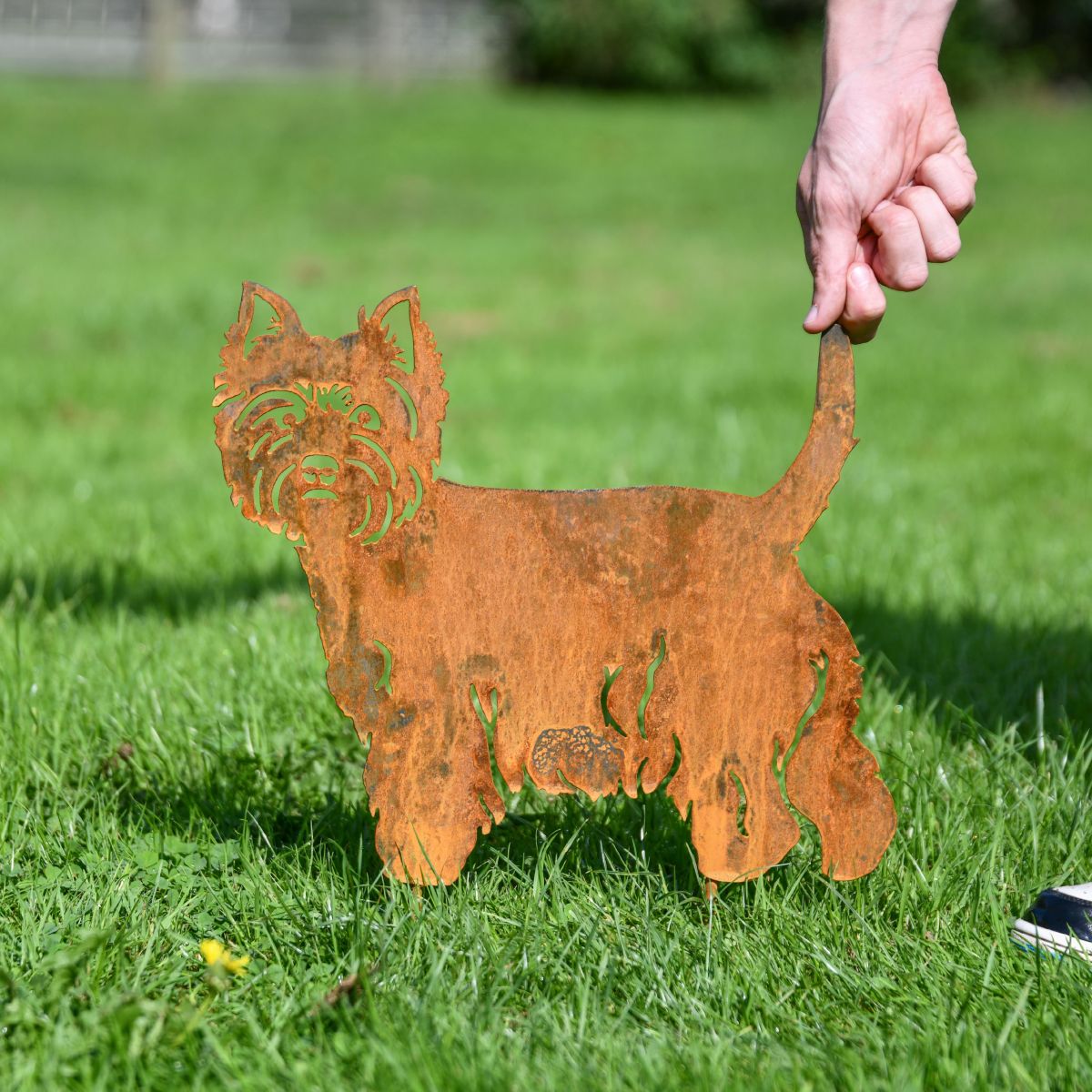 Rustic West Highland Terrier Silhouette with hand to scale