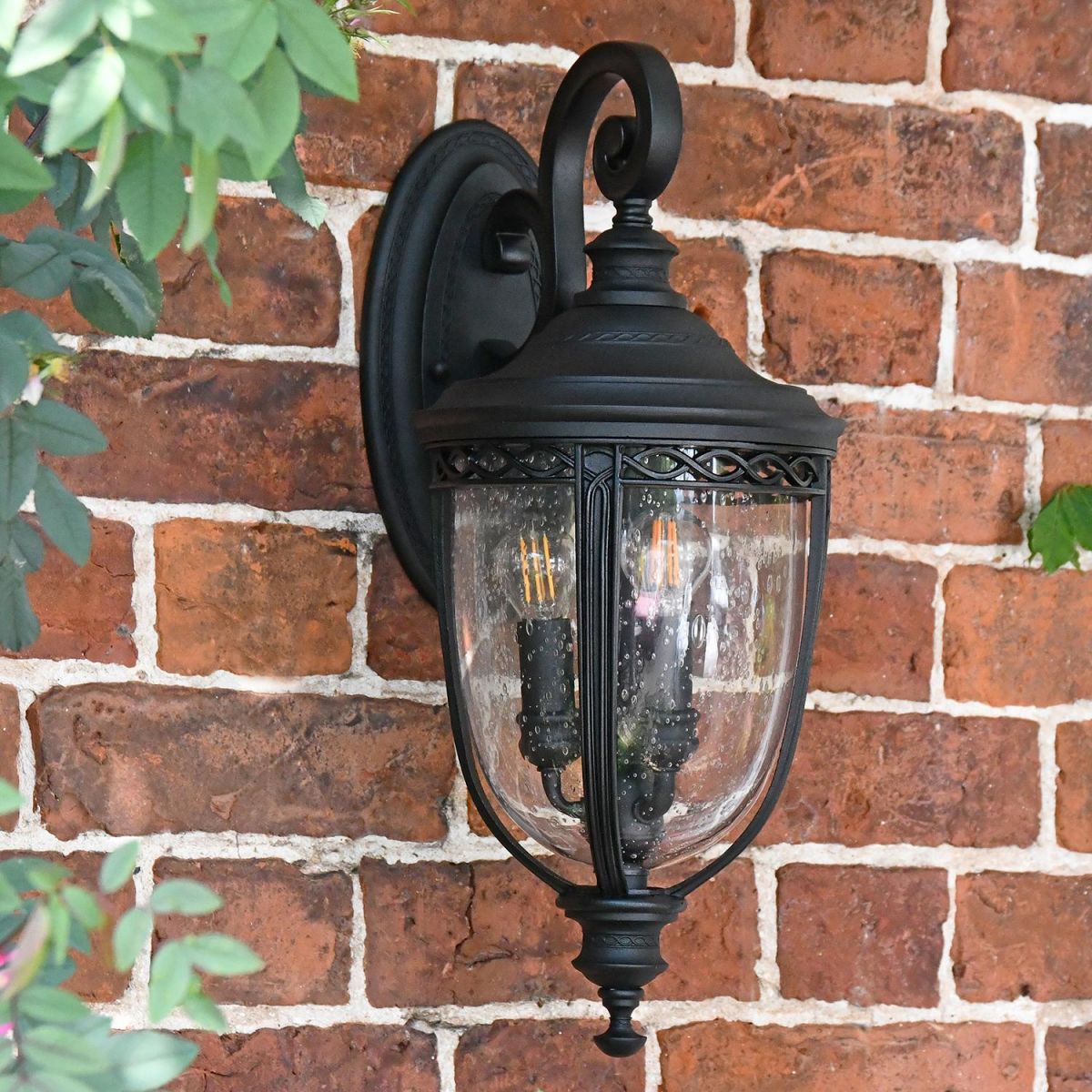Traditional Top Fix Black Wall Lantern Finished in Black