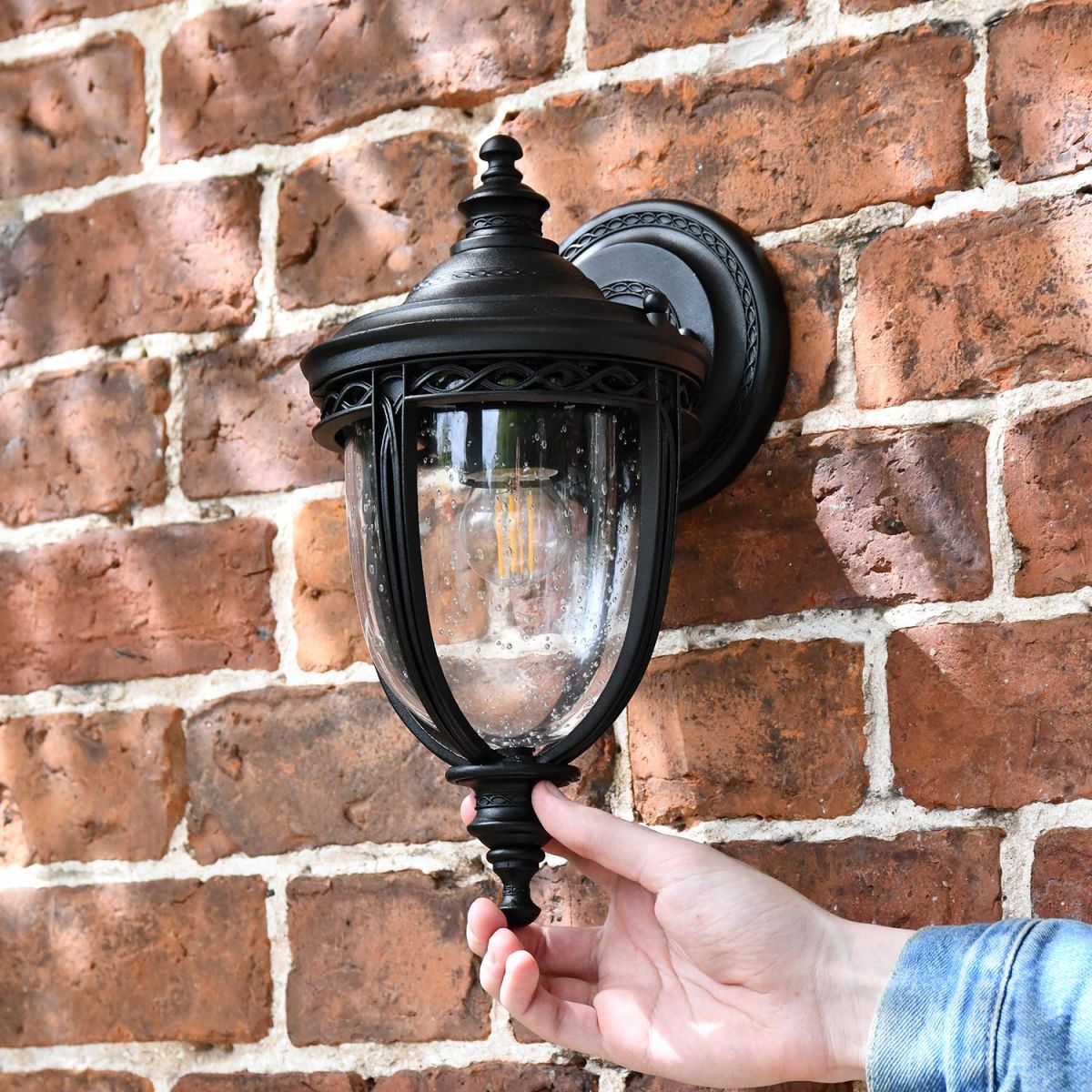"Winsford" Traditional Top Fix Black Wall Lantern Finished in Black