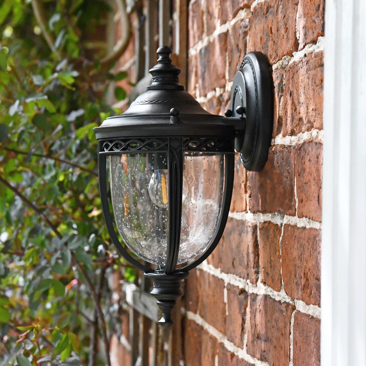 Side View of the "Winsford" Traditional Top Fix Black Wall Lantern