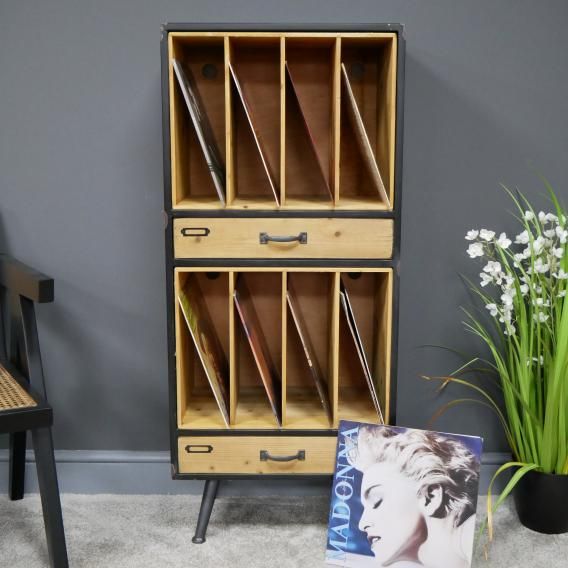 Wood & Metal Retro Filing Cabinet with Drawers in Situ