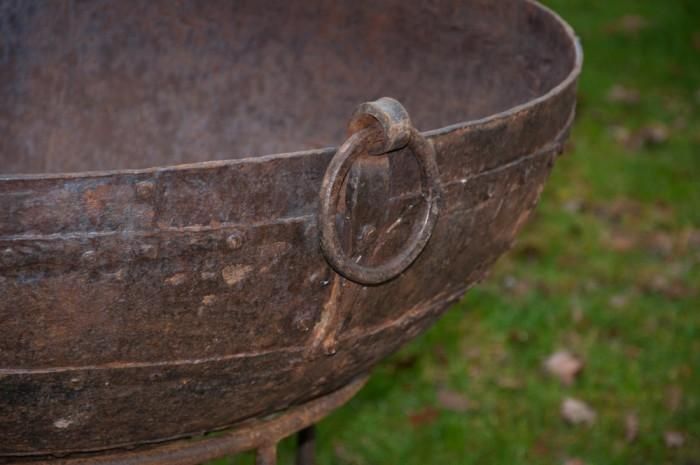 Close-up of the Round Handles on the Side of the Kadai Bowl