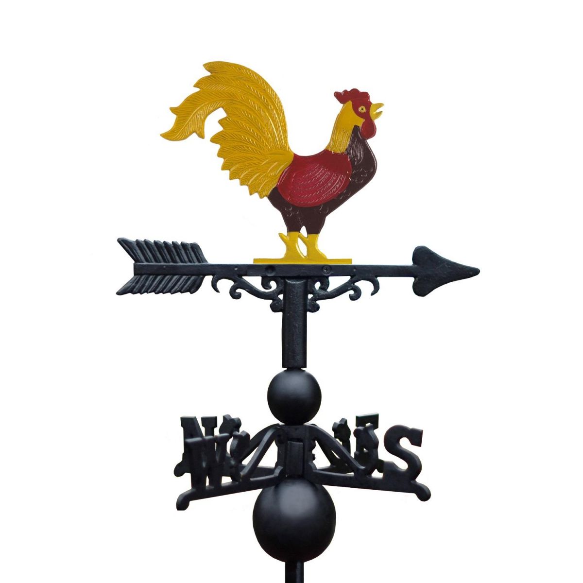 Hand Painted Rooster Weathervane in Cast Iron