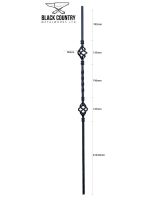 Set of 2 Matte Black "Enfield" Steel Stair Spindles - Pattern 7 Dimensions