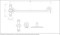 10" External Beeswax Forged Cabin Hook & Stay Dimensions