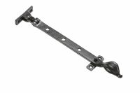 12" Traditional Black Iron Window Casment Stay With Petal Shaped Handle
