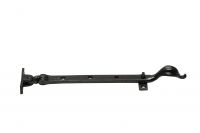 12" Traditional Black Iron Window Casment Stay With Petal Shaped Handle