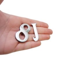 1.5 - 2 Inch Self Adhesive Numbers & Letters Chrome (Solid Brass)