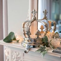 Fleur De Lys Crown Stocking Holder on Mantlepiece 