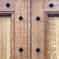 Close-up of the "Marlbury" Blacksmith Door Stud in Situ