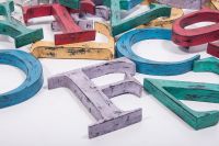“Vividly Vintage” 7" Fabricated Steel Alphabet