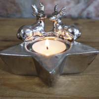 Christmas Star & Stag Tea Light Holder 