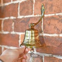 4 Inch Antique Brass Bell with Rope Lanyard Scale