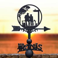 Weathervane featuring lovers on a bench 