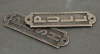 Antique Pewter "Pull" Sign or Finger Plate