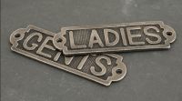 Antique Pewter Solid Brass Bathroom Sign or Push Plate – ‘Ladies’ 
