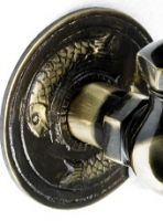 "Little Frederick" Froggie garden tap in antique brass