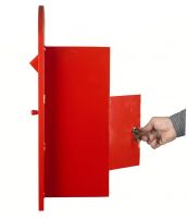 Red Bayswater built in Post Box showing back access door