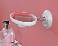 Heritage Porcelain White and Chrome Soap Dish