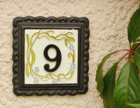 "Cornflower Vines" Small House Number Sign