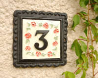 "Ring of Roses" Small Iron & Tile House Number Sign