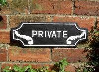 Lozenge Shaped Private Sign in Cast Iron