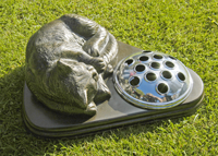 Pet Memorial & Vase - Cat - Bronze Finish