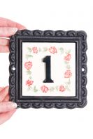 "Ring of Roses" Small Iron & Tile House Number Sign