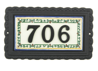 "Entwined Ivy" Large Iron & Tile House Number Sign