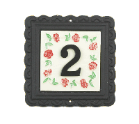 "Ring of Roses" Small Iron & Tile House Number Sign