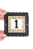 "Summer Grapes" Small Iron & Tile House Number