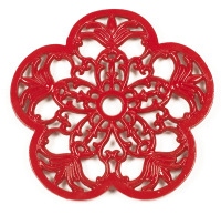 Red Cast Iron Flower Petal Trivet