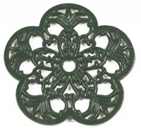 Cast Iron Flower Petal Trivet in Green