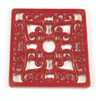 Red Cast Iron Square Trivet