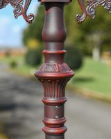 Close-up of the Antique Red Finish on the Post of the Lamp Post
