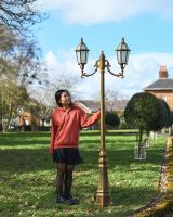 2.3m "Beaumont" Double Headed Antique Bronze Traditional Lamp Post to Scale