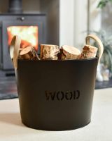"Brettington" Powder Coated Iron Wood Basket in Situ