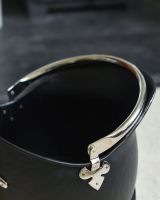 Close-Up of "Hinswick" Victorian Black Iron and Nickel Coal Bucket - 27.5cm