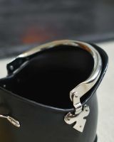 Close-Up of "Hinswick" Victorian Black Iron and Nickel Coal Bucket - Small in Situ