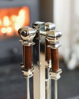 Close-Up of "Malborough" Stainless Steel and Wooden Companion Set 62cm