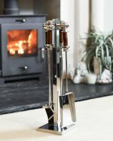 "Malborough" Stainless Steel and Wooden Companion Set 62cm in Situ