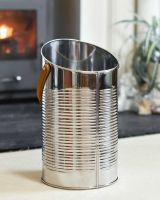 Empty "Mckinley Lodge" Angled Stainless Log and Coal Hod