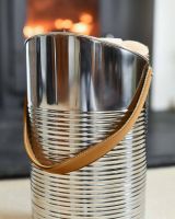 Close-Up of "Mckinley Lodge" Angled Stainless Log and Coal Hod